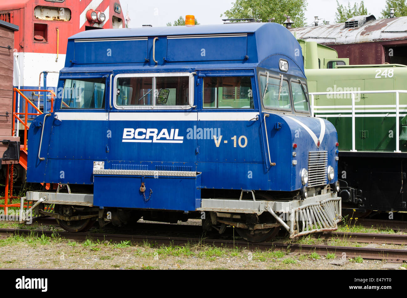 Moteur de voiture BC rail de chemin de fer et musée Forestier, Prince George, Colombie-Britannique, Canada. Banque D'Images