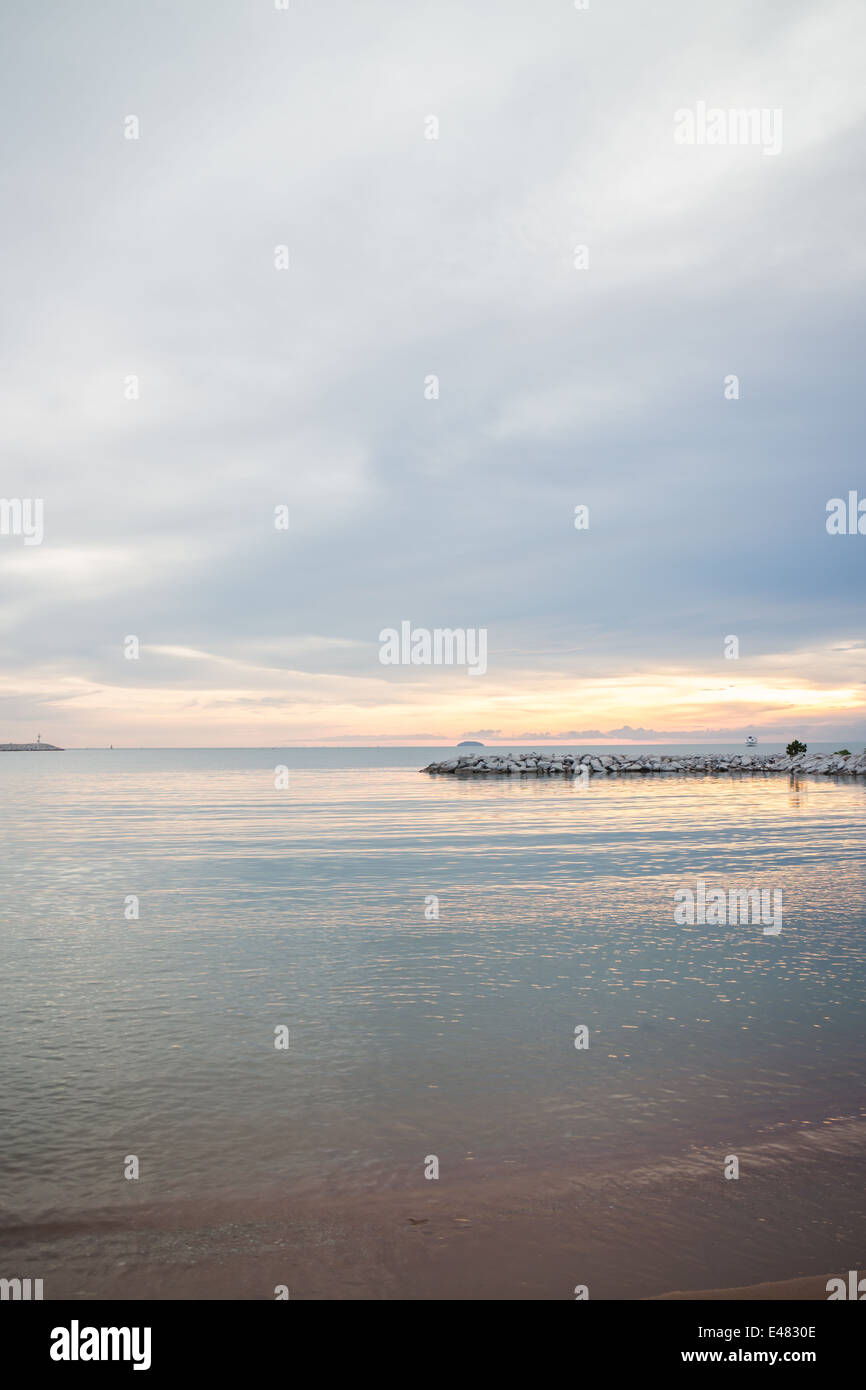 Vue du coucher de soleil de mer plage, stock photo Banque D'Images