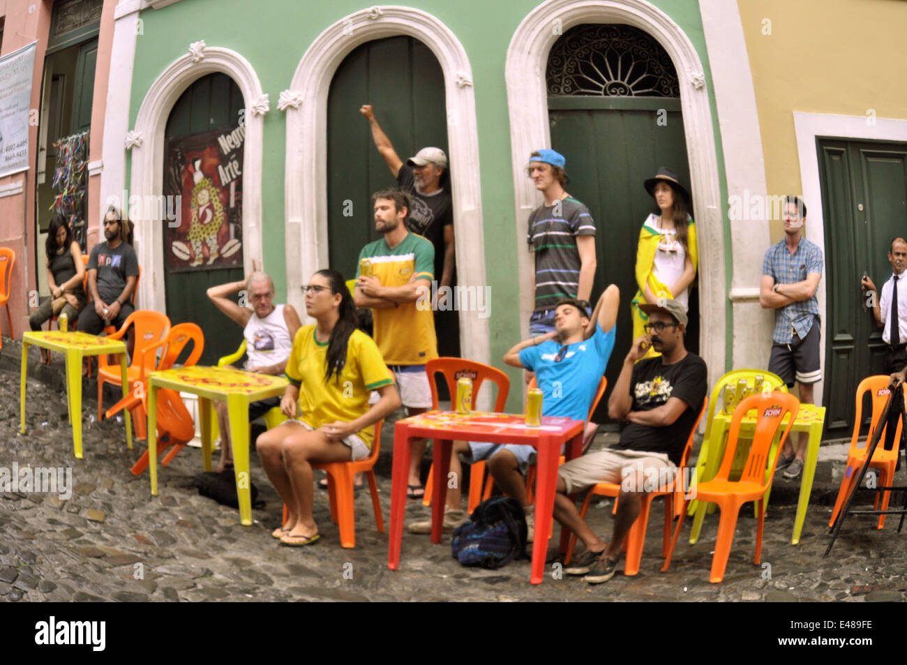 La consultation du public, WM 2014, Pelourinho, Salvador da Bahia, Brésil. Usage éditorial uniquement. Banque D'Images