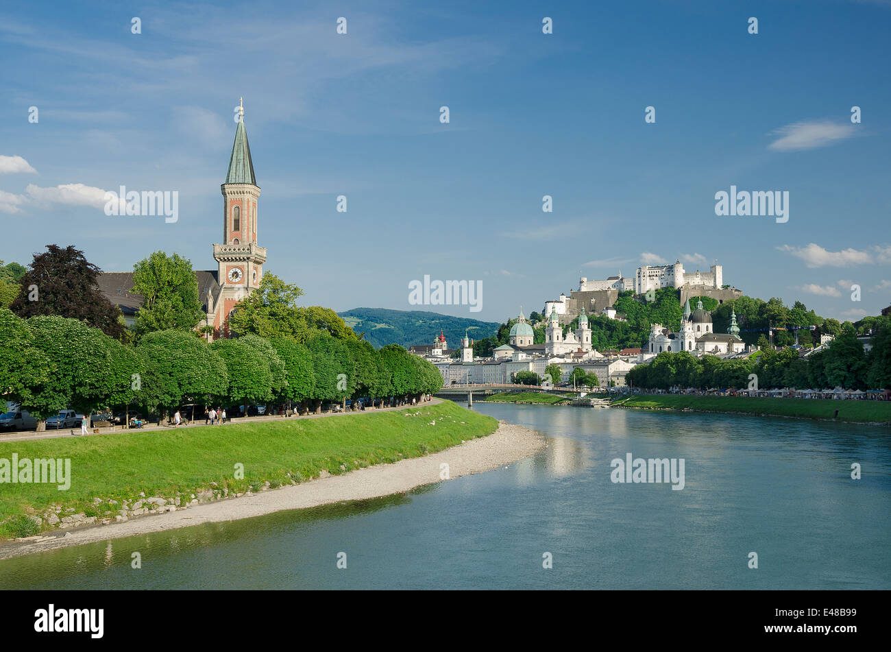 Centre historique de la ville de Salzbourg et évangélique de l'Église du Christ Banque D'Images