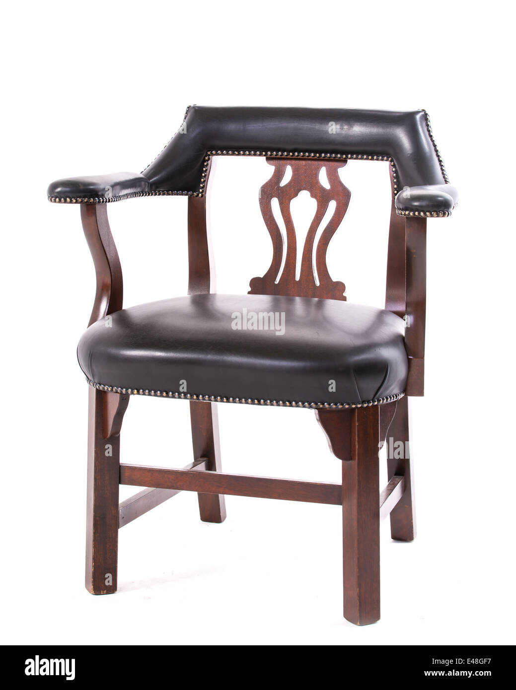 Vieille chaise avec revêtement cuir Banque D'Images