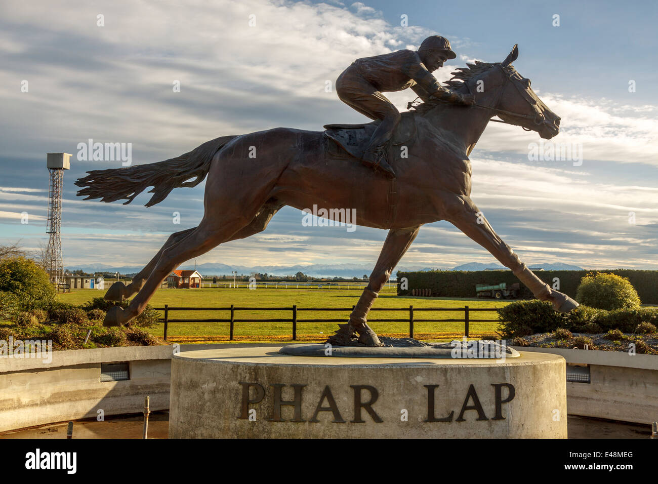 Statue de Phar Lap Phar Lap race course à Timaru, South Canterbury, Nouvelle-Zélande Banque D'Images