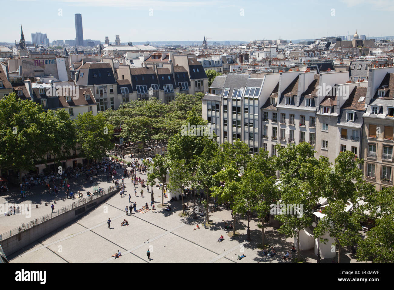 Vue depuis le Centre Georges Pompidou, Paris, France. Banque D'Images