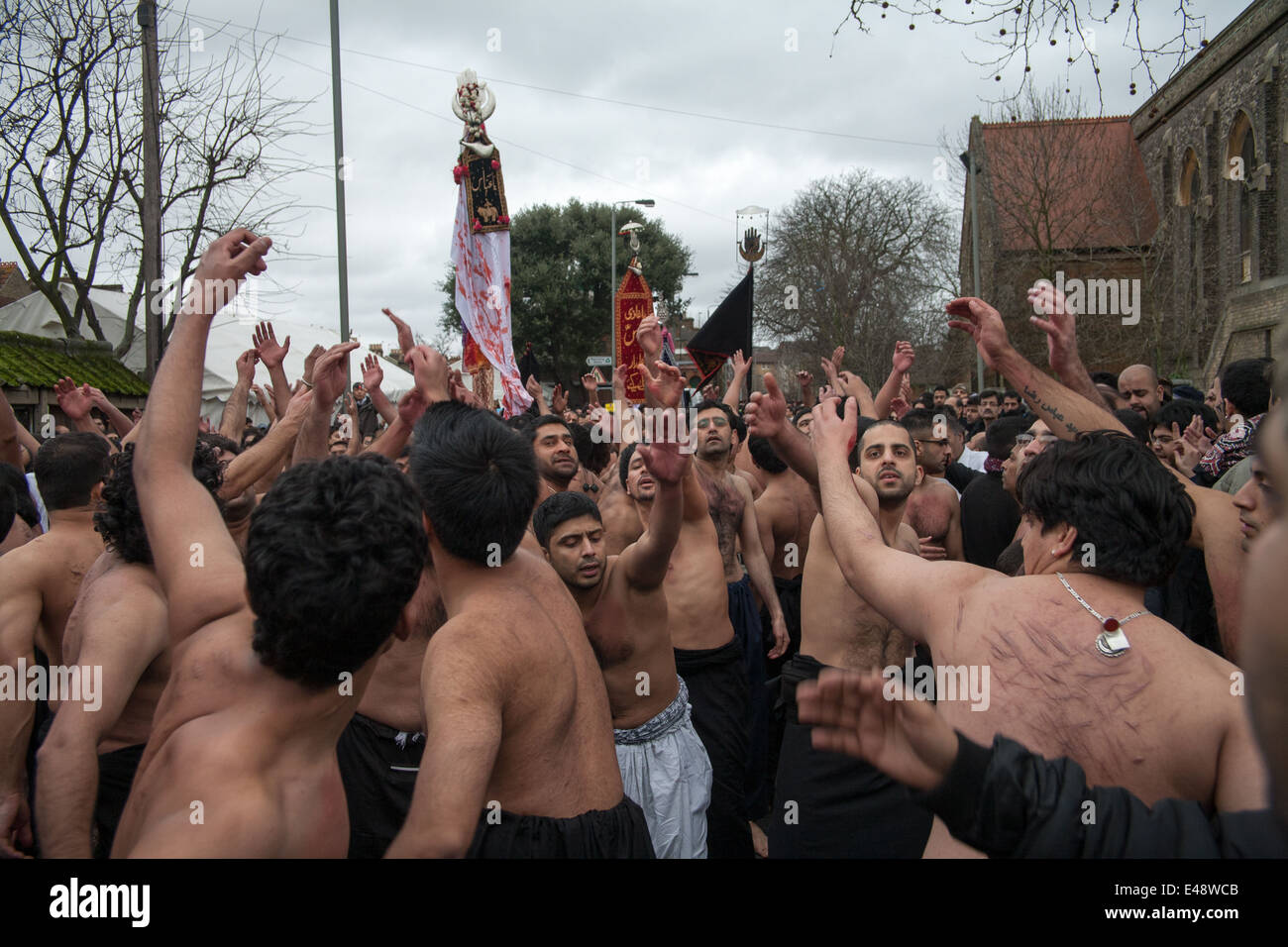 Deuil chiite au cours de la 10ème Mouharram dans Tooting le sud de Londres Banque D'Images