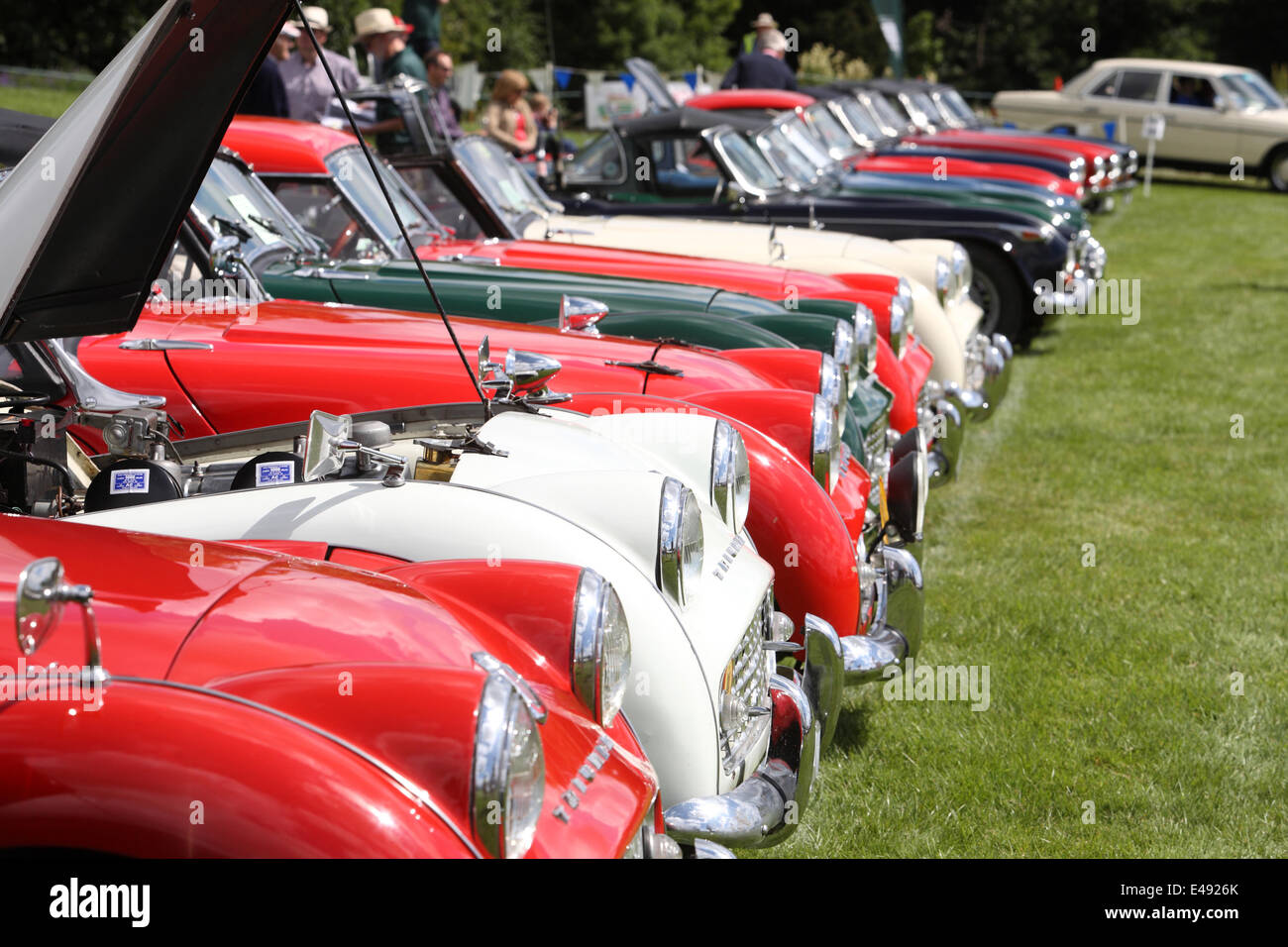 Dublin, Irlande. 6 juillet, 2014. Terenure Classic et Vintage car show 2014 Dublin, doté d''une forte tour hors de Riley de voitures tout au long des années. Terenure est l'un des plus grand rassemblement de voitures anciennes et classiques, c'est sa 23e année consécutive. Crédit : Ian Shipley/Alamy Live News Banque D'Images