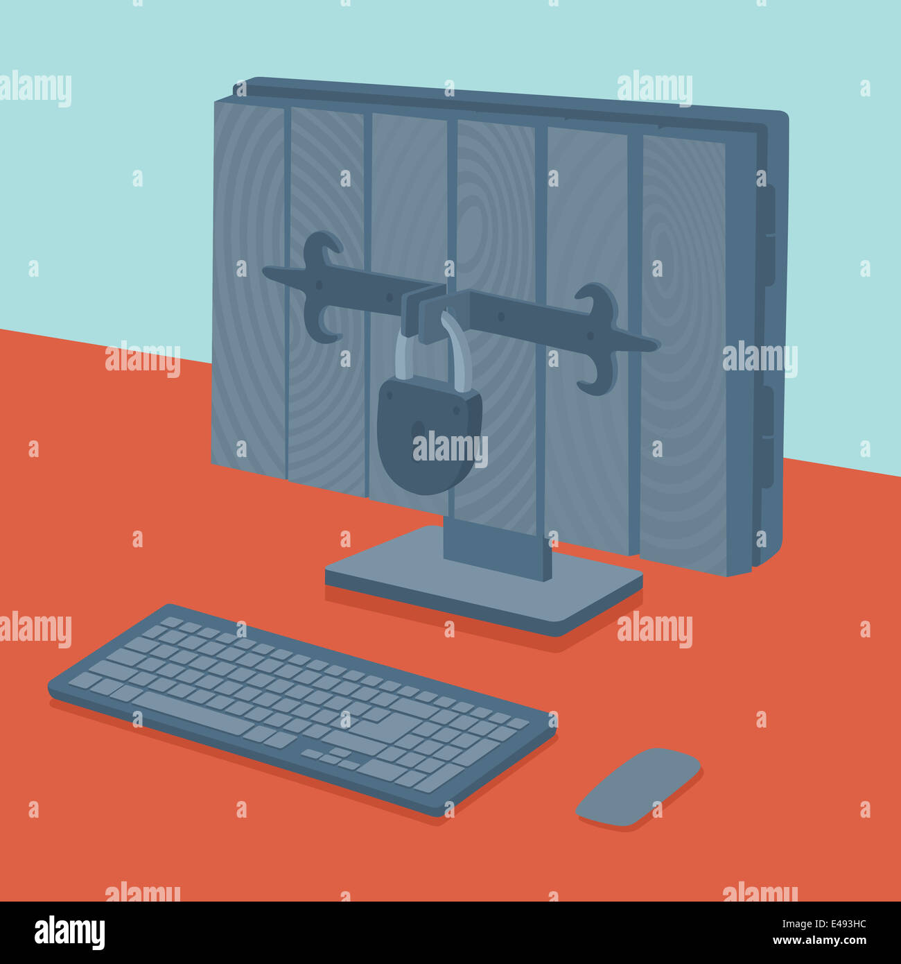 Ordinateur et sous la protection des données personnelles Banque D'Images