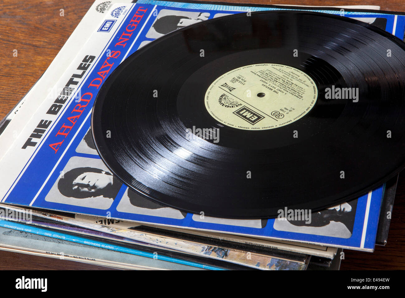 Vinyles records, The Beatles vinyle Hard Days Night Banque D'Images