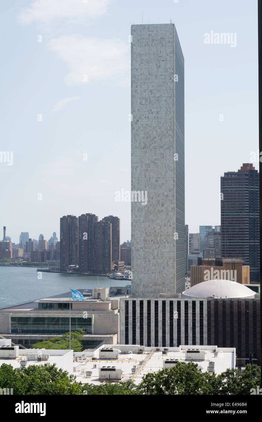 Bâtiment de l'Organisation des Nations Unies d'East Side Roof Top Banque D'Images