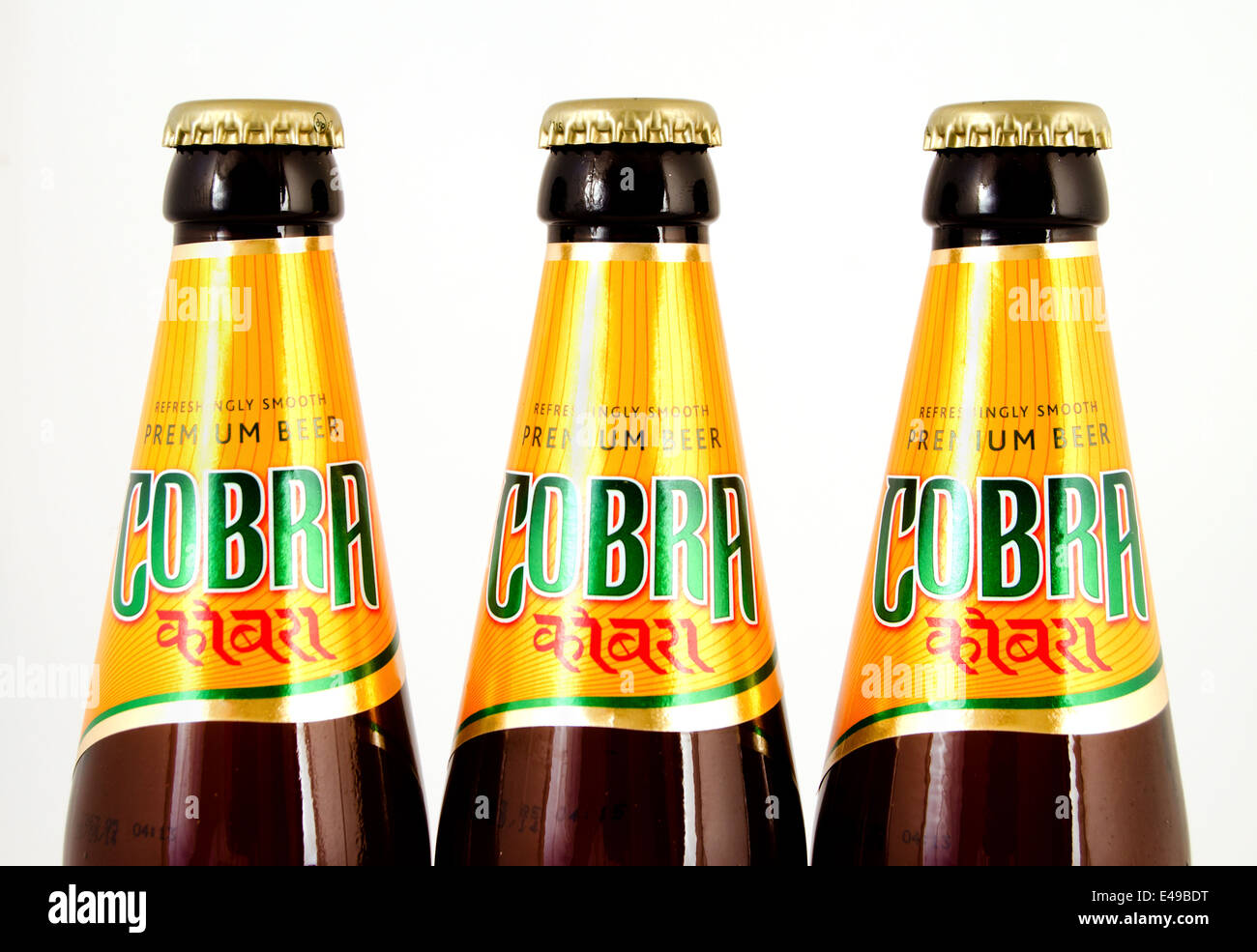 Trois bouteilles de bière Cobra Banque D'Images