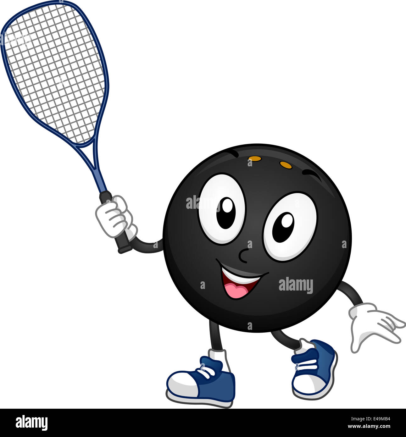 Doté d''une illustration mascotte Squash Ball Holding une raquette Photo  Stock - Alamy