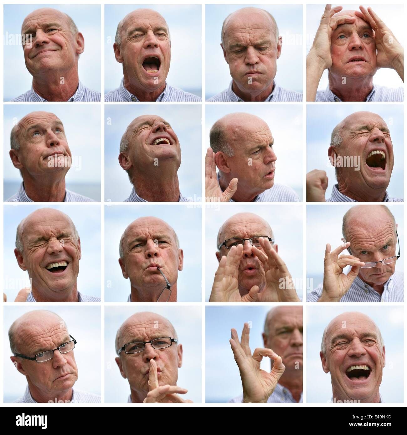 Collage d'un homme faisant des grimaces Banque D'Images