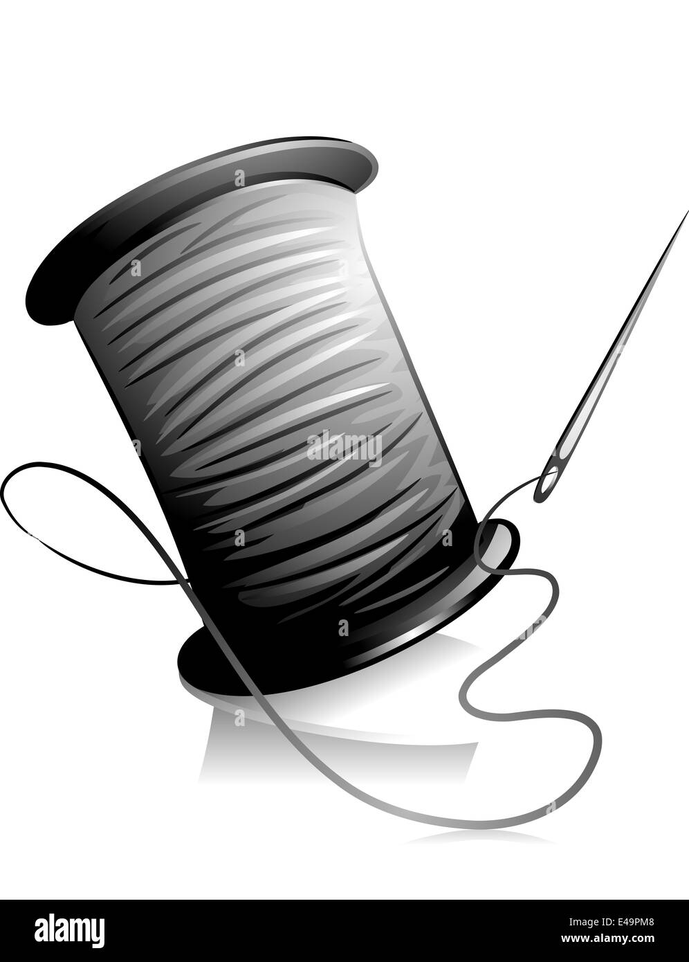 Aiguille Et Fil Noir Et Blanc Aiguille Fil Banque D'images Noir Et — free download