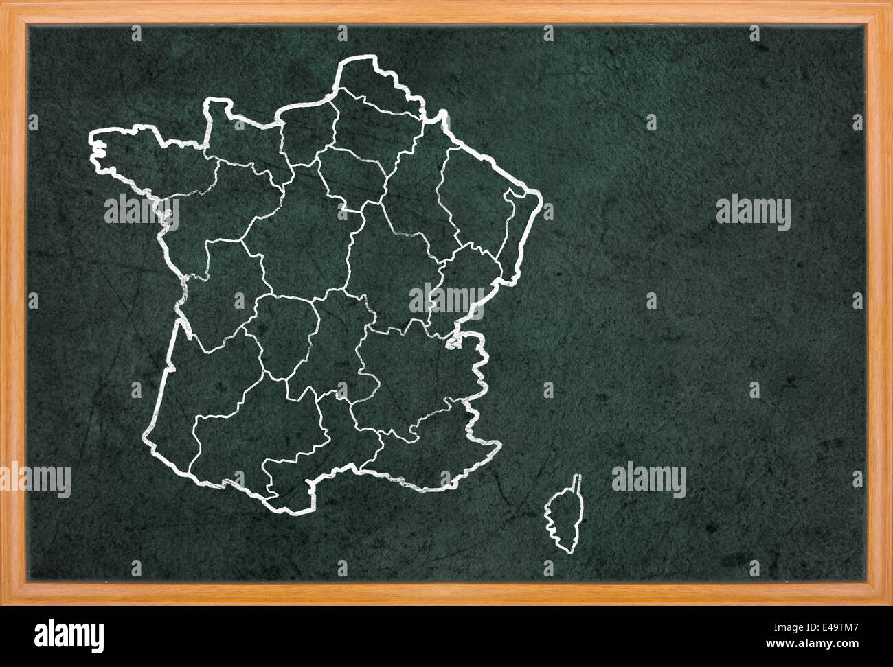 Carte de France dessiner sur tableau noir rétro Banque D'Images