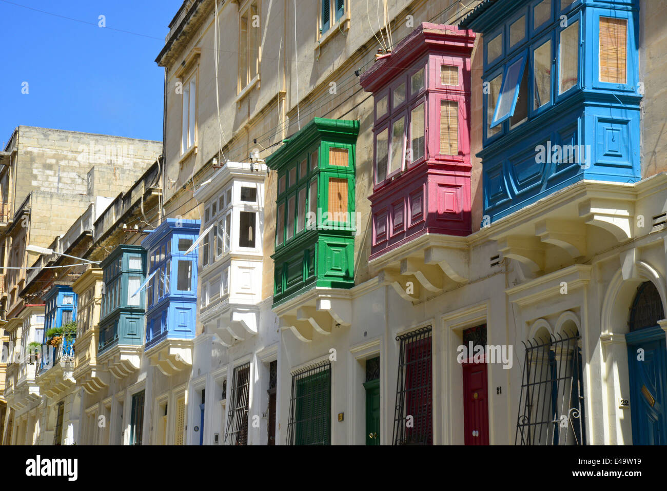 Maisons aux balcons traditionnels gallarija, Sliema (TasSliema), quartier du Port Nord, Malte