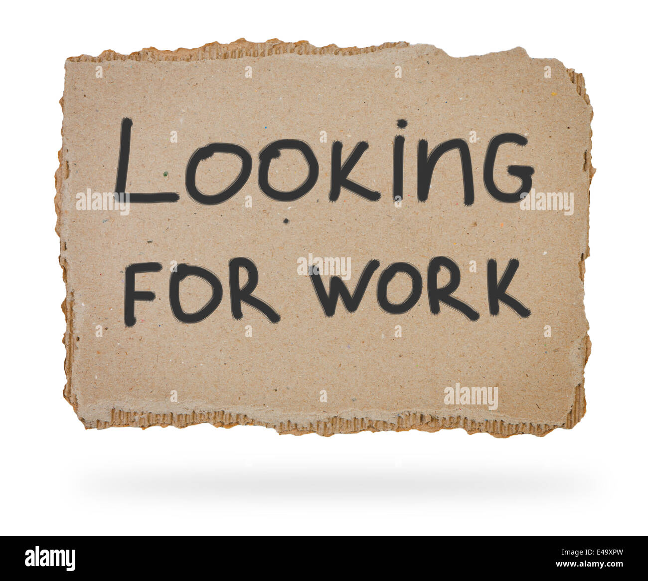 Le carton avec l'inscription à la recherche d'un emploi. Banque D'Images