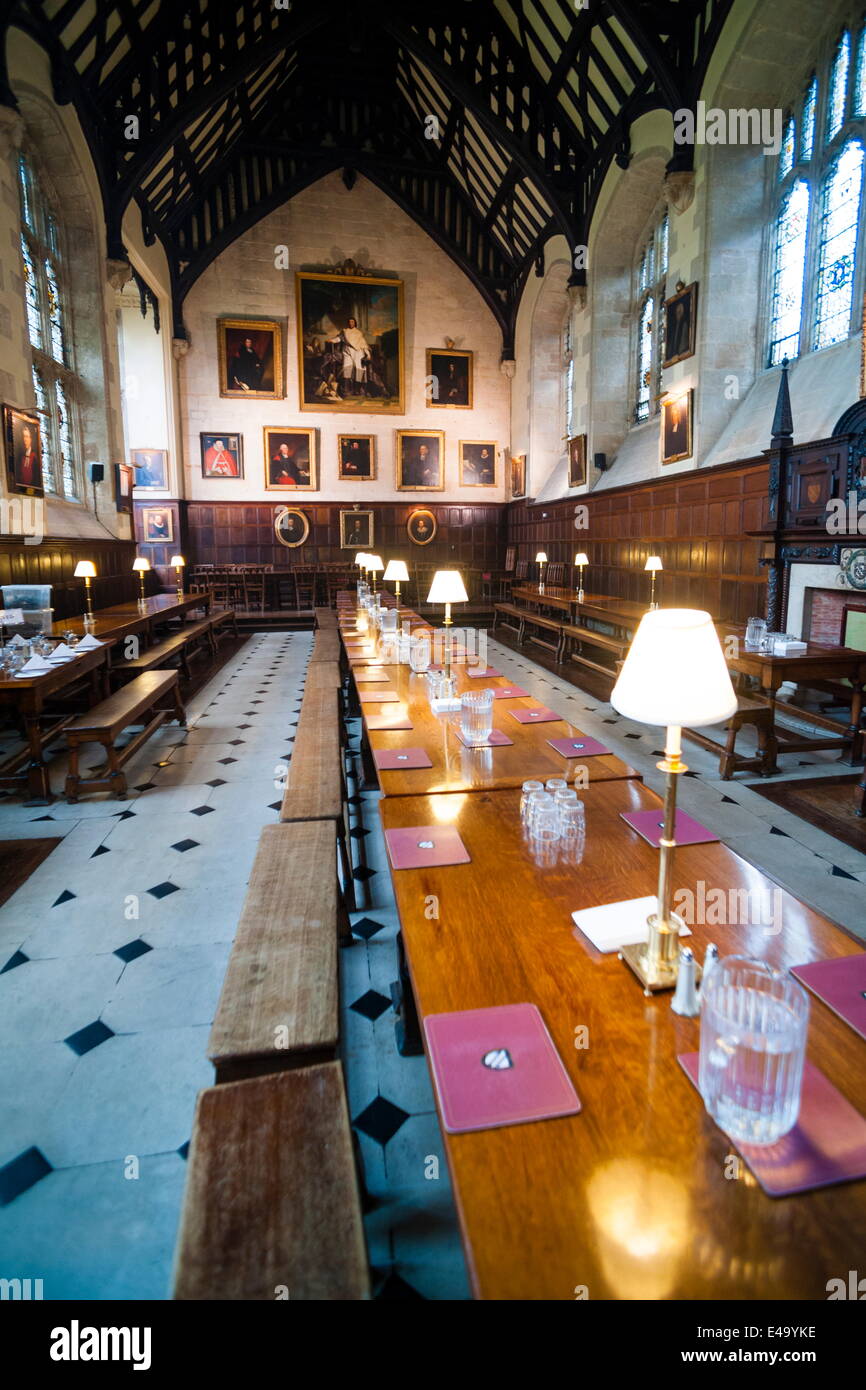 Salle à manger de l'Exeter College, Université d'Oxford, Oxfordshire, Angleterre, Royaume-Uni, Europe Banque D'Images