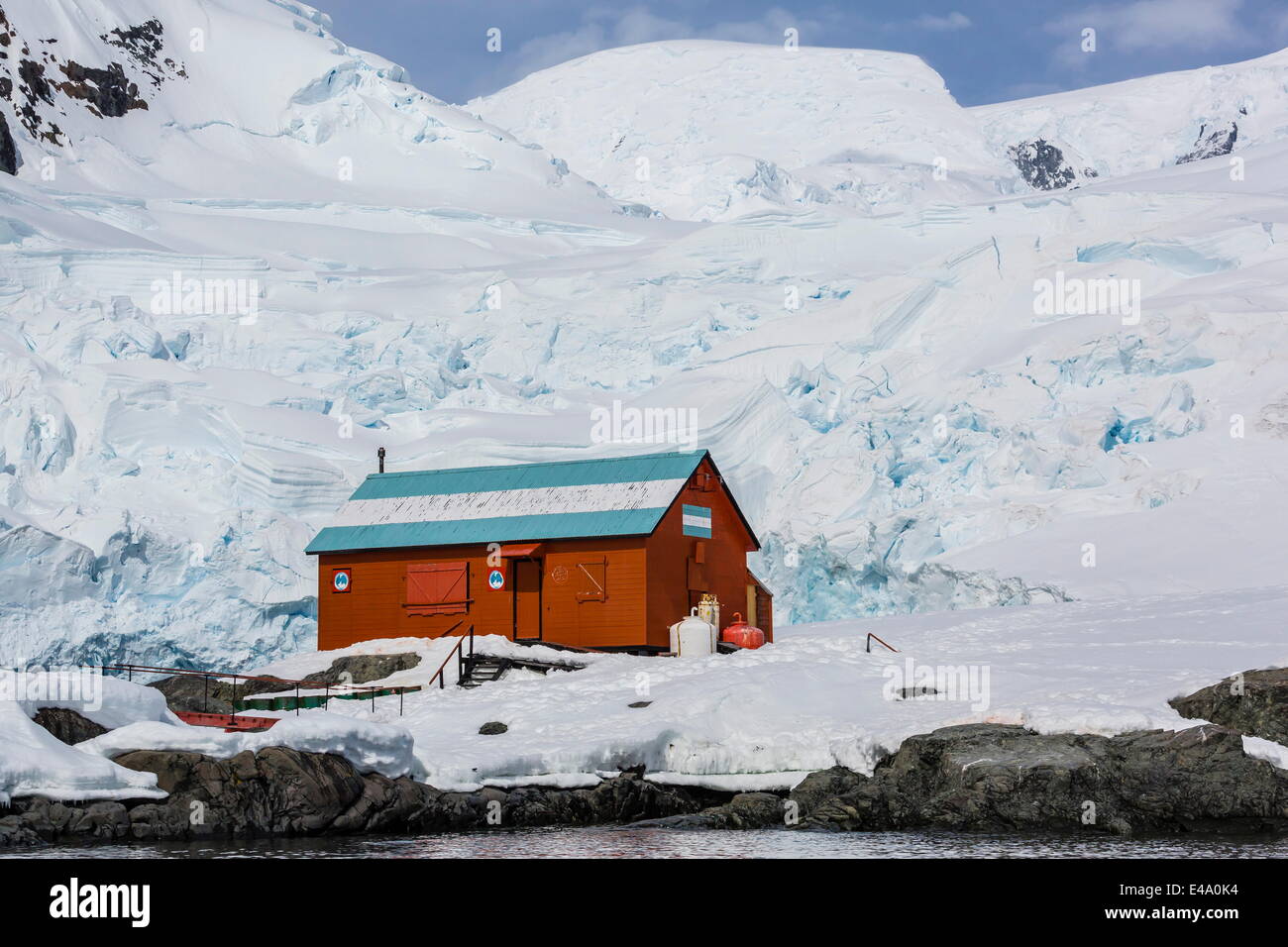 La Station de recherche de l'Argentine sans surveillance, Paradise Bay marron de base, l'Antarctique, régions polaires Banque D'Images