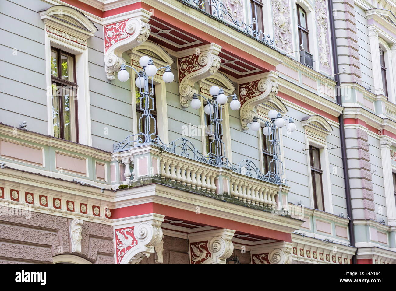 L'architecture de style Art Nouveau, connu localement sous le nom de Jugendstil, Riga, Lettonie, en Europe Banque D'Images