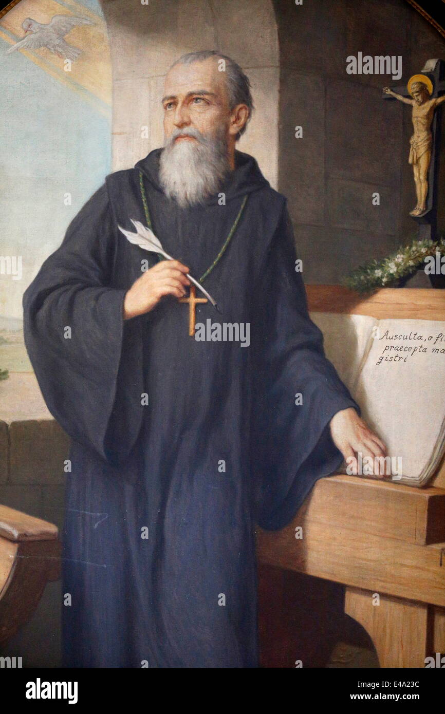 Saint Benoît de Nursie, peint par Hermann Nigg en 1926, l'abbaye de Heiligenkreuz, Basse Autriche, Autriche, Europe Banque D'Images