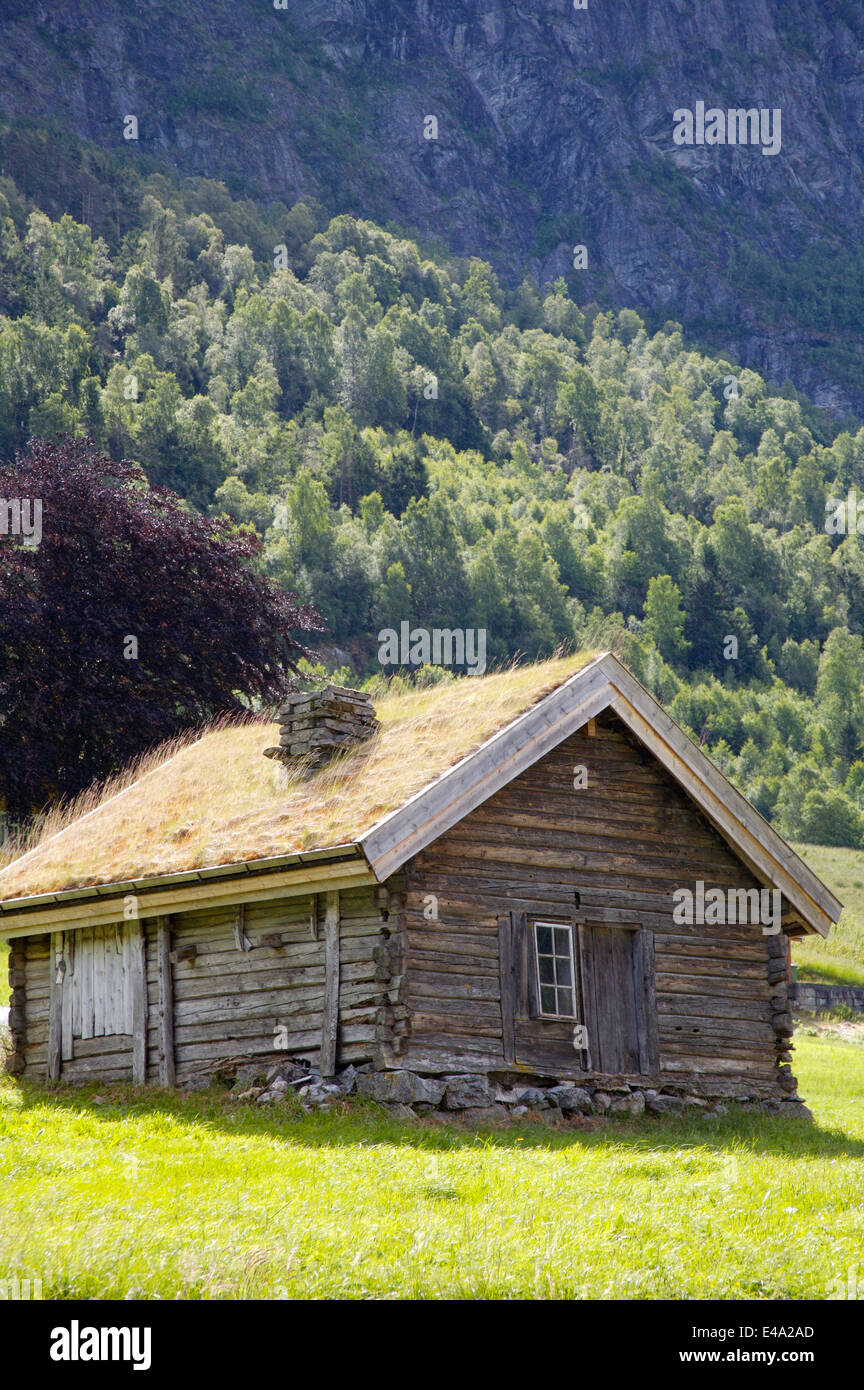 Maison couverte de gazon à Olden, Norvège Banque D'Images