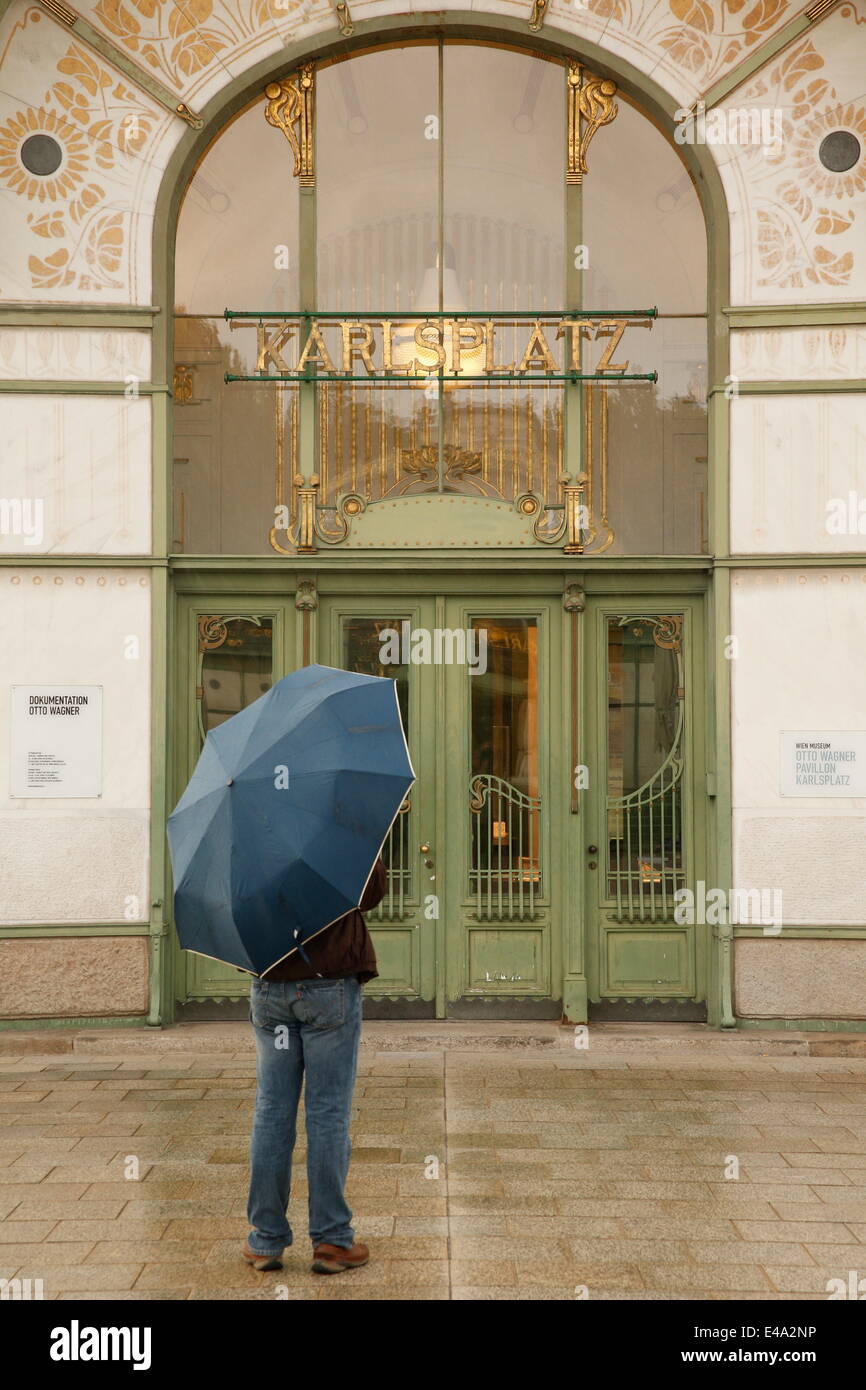 La station de métro Karlsplatz par Otto Wagner, Vienne, Autriche, Europe Banque D'Images