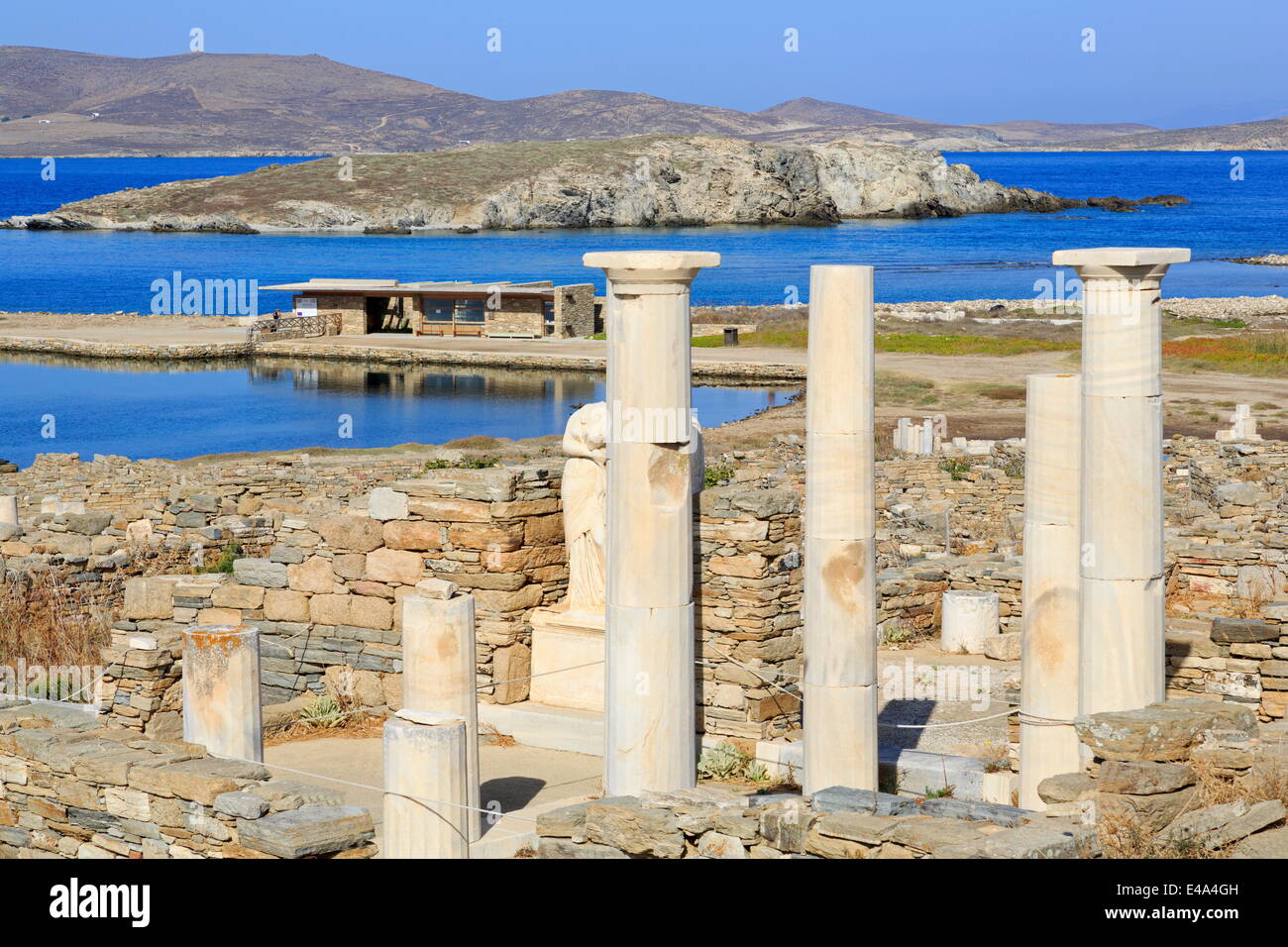 Ruines archéologiques de Delos, UNESCO World Heritage Site, Delos, Cyclades, îles grecques, Grèce, Europe Banque D'Images