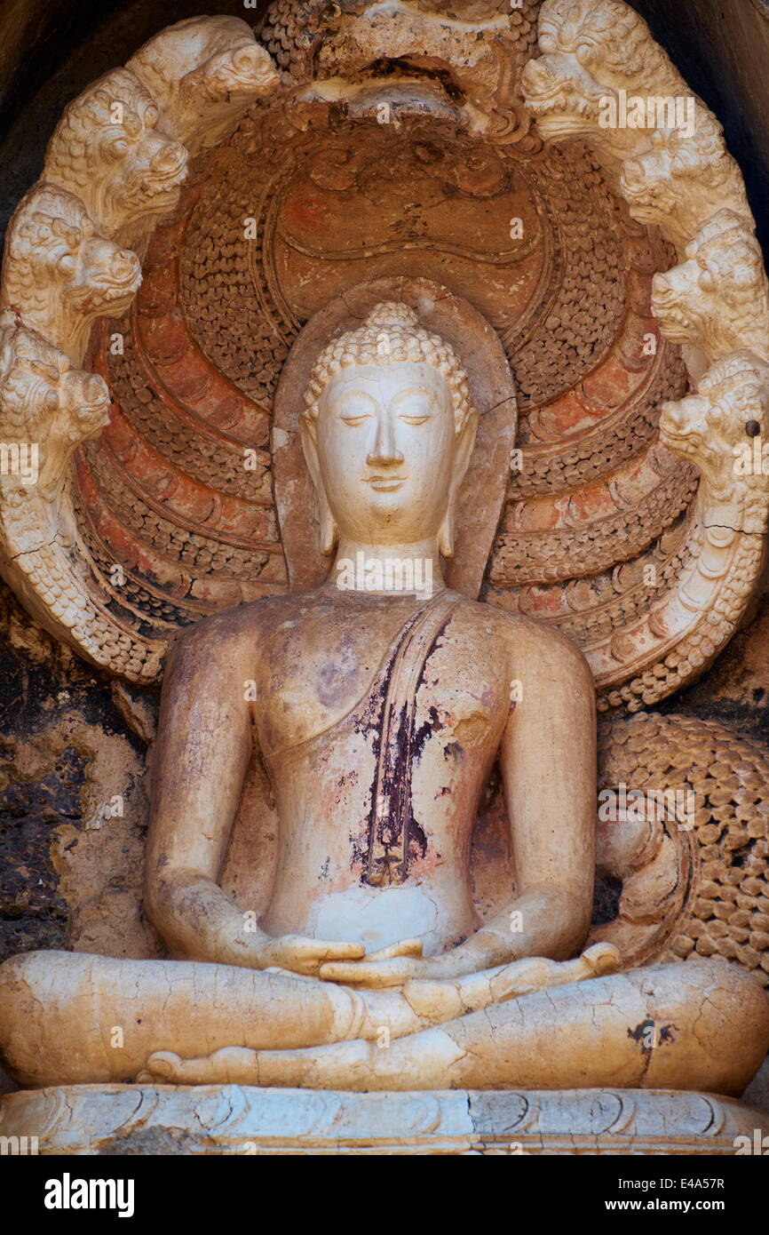 Wat Chedi Chet Thaeo Temple, ville ancienne Si Satchanalai, l'UNESCO, la province de Sukhothai, Thaïlande, Asie du Sud-Est Banque D'Images