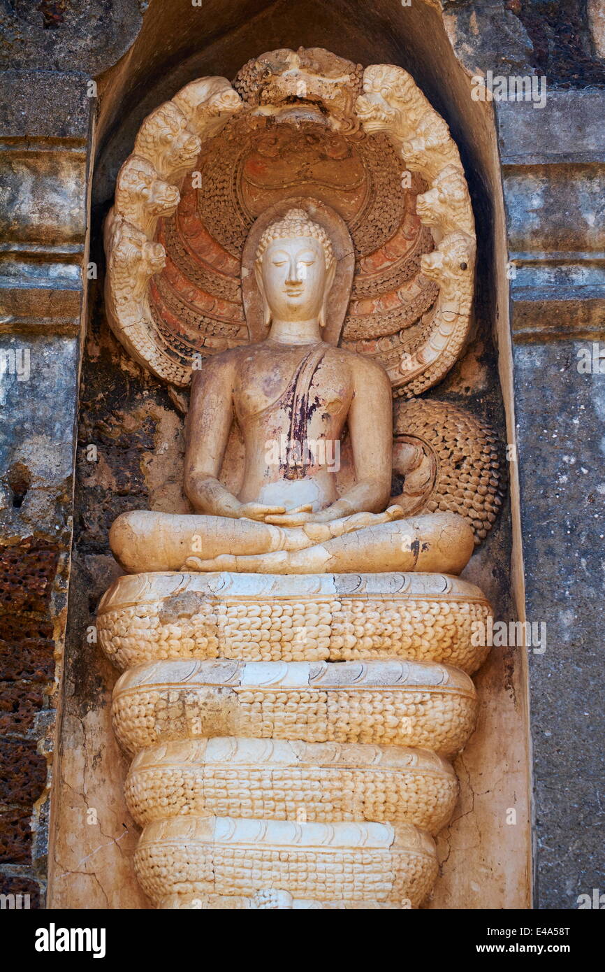Wat Chedi Chet Thaeo Temple, ville ancienne Si Satchanalai, l'UNESCO, la province de Sukhothai, Thaïlande, Asie du Sud-Est Banque D'Images