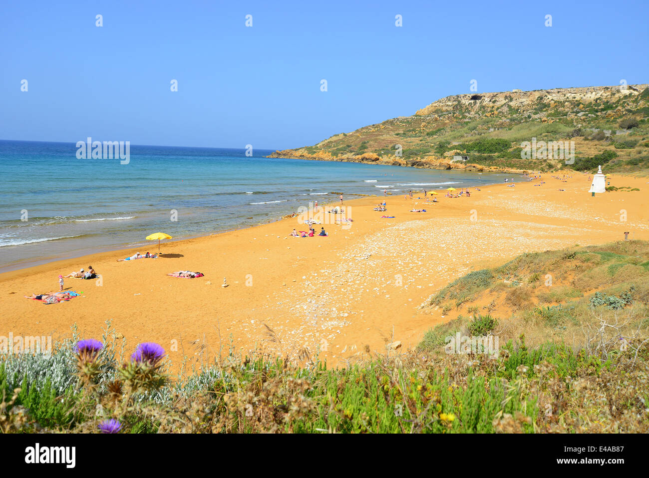 Plage de sable de Ramla Bay, Gozo (Għawdex), Comino et Gozo Gozo District, Région, République de Malte Banque D'Images