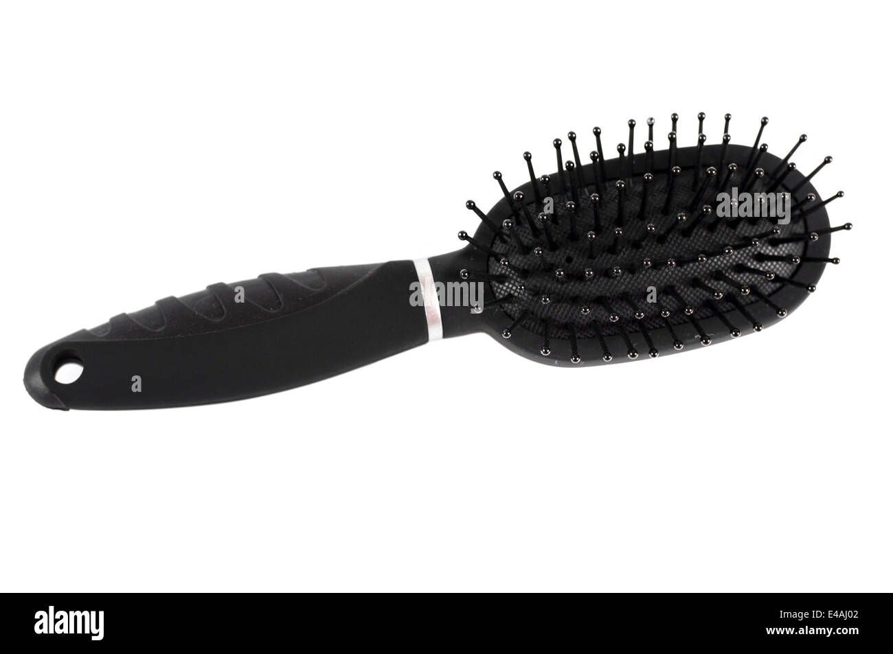 Brosse de massage brosse noir fond blanc aucun isolement isolé un sujet une massazhka hygiène soins matériel de modèle de cheveux Banque D'Images