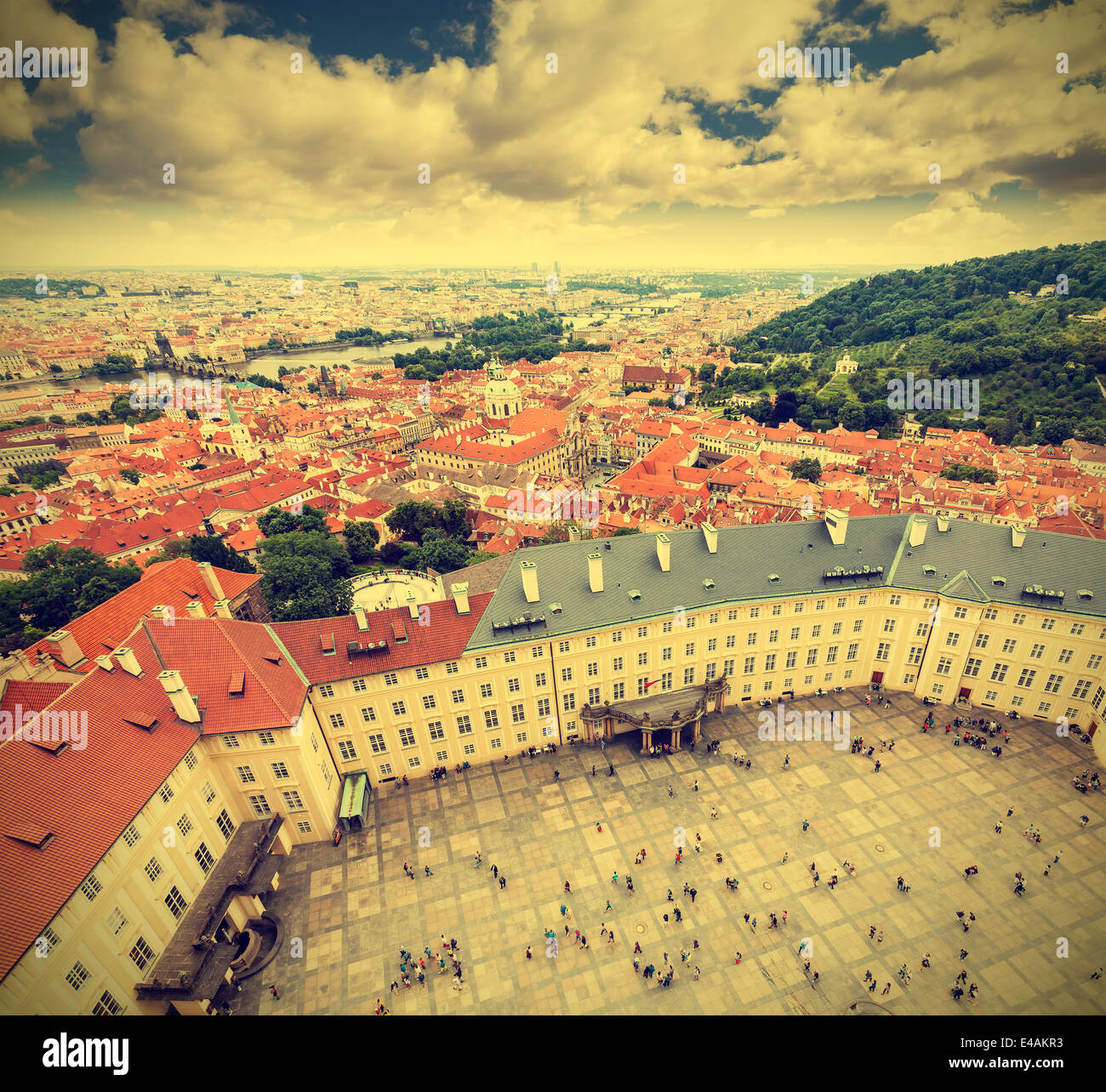 La vieille ville de Prague, la République tchèque, l'effet rétro. Banque D'Images