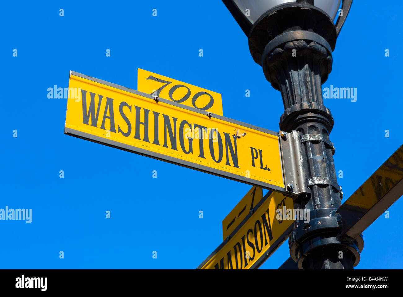 Plaque de rue de Washington place dans le district de Mount Vernon de Baltimore, Maryland, USA Banque D'Images