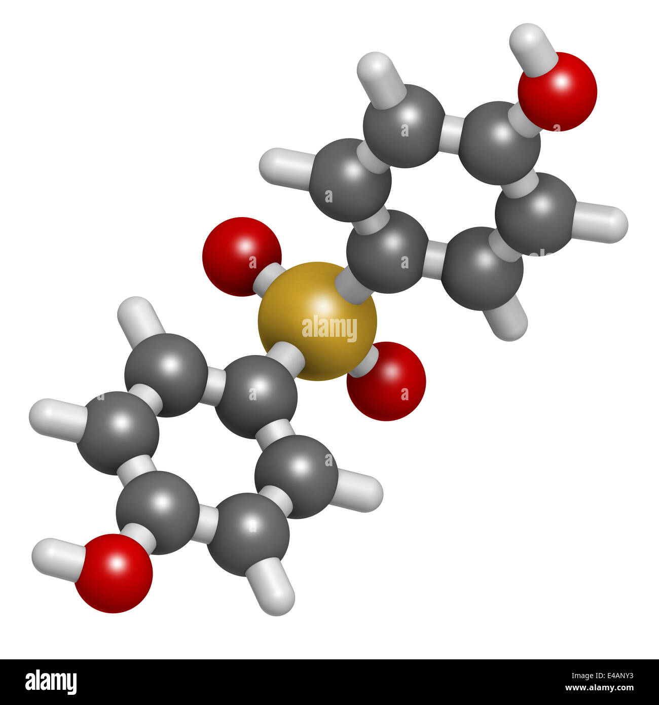 Le bisphénol S (BPS) molécule de plastifiant. Utilisé comme agent de durcissement dans les colles époxy et comme alternative au BPA. Banque D'Images