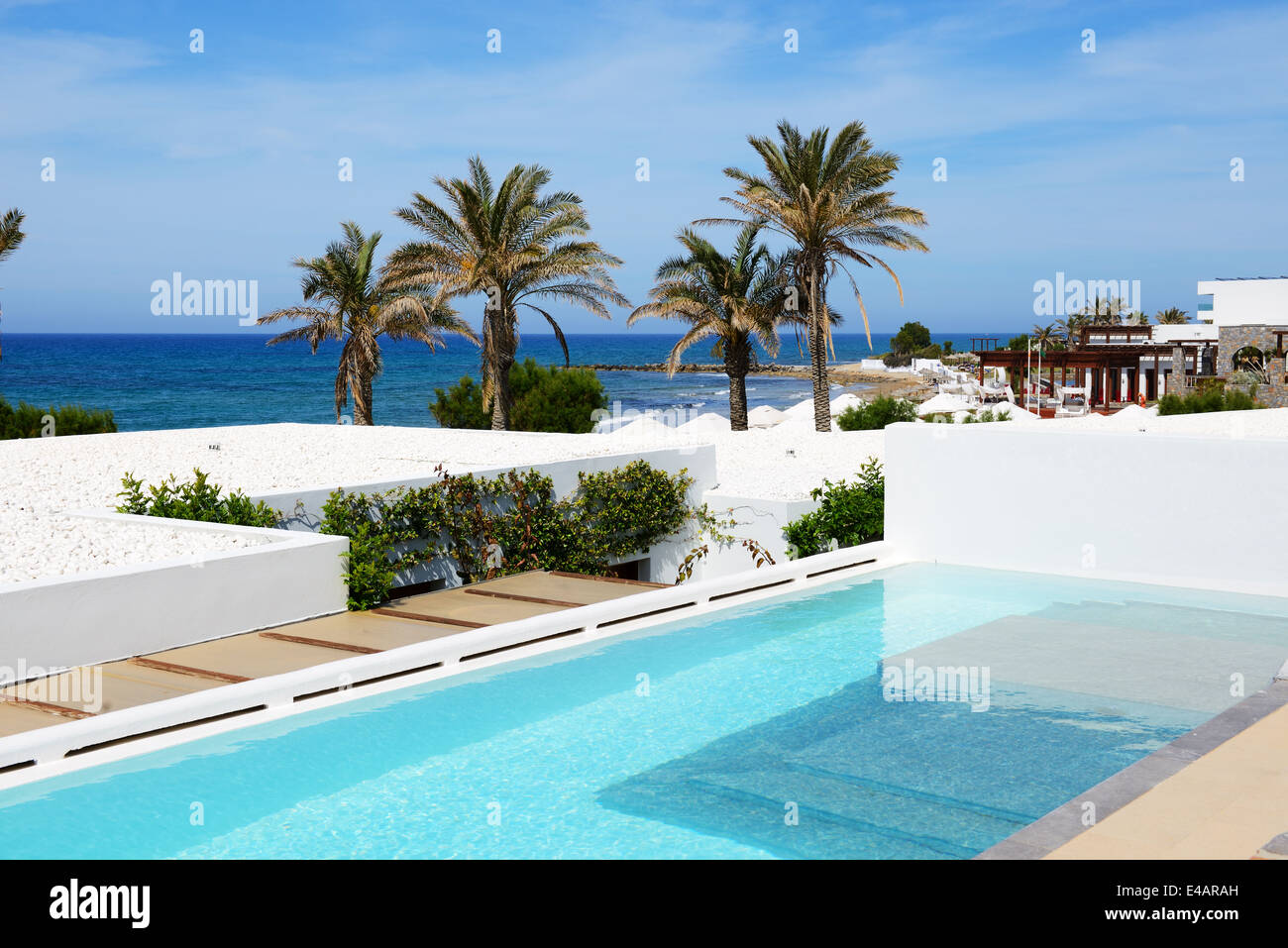 Piscine de la villa de luxe, Crète, Grèce Banque D'Images