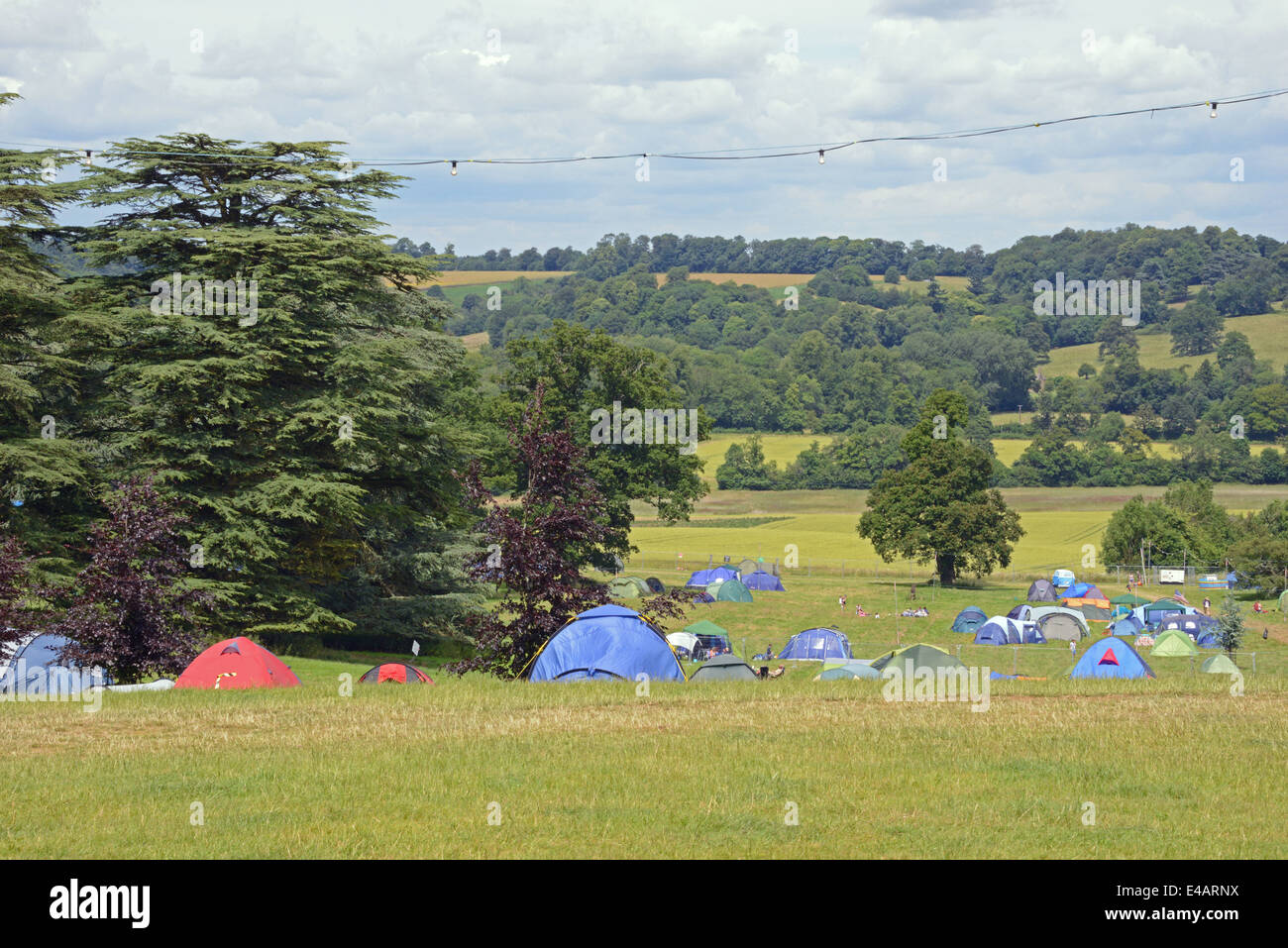 Camping à Cornbury Festival, Chadlington, Oxfordshire, UK Banque D'Images