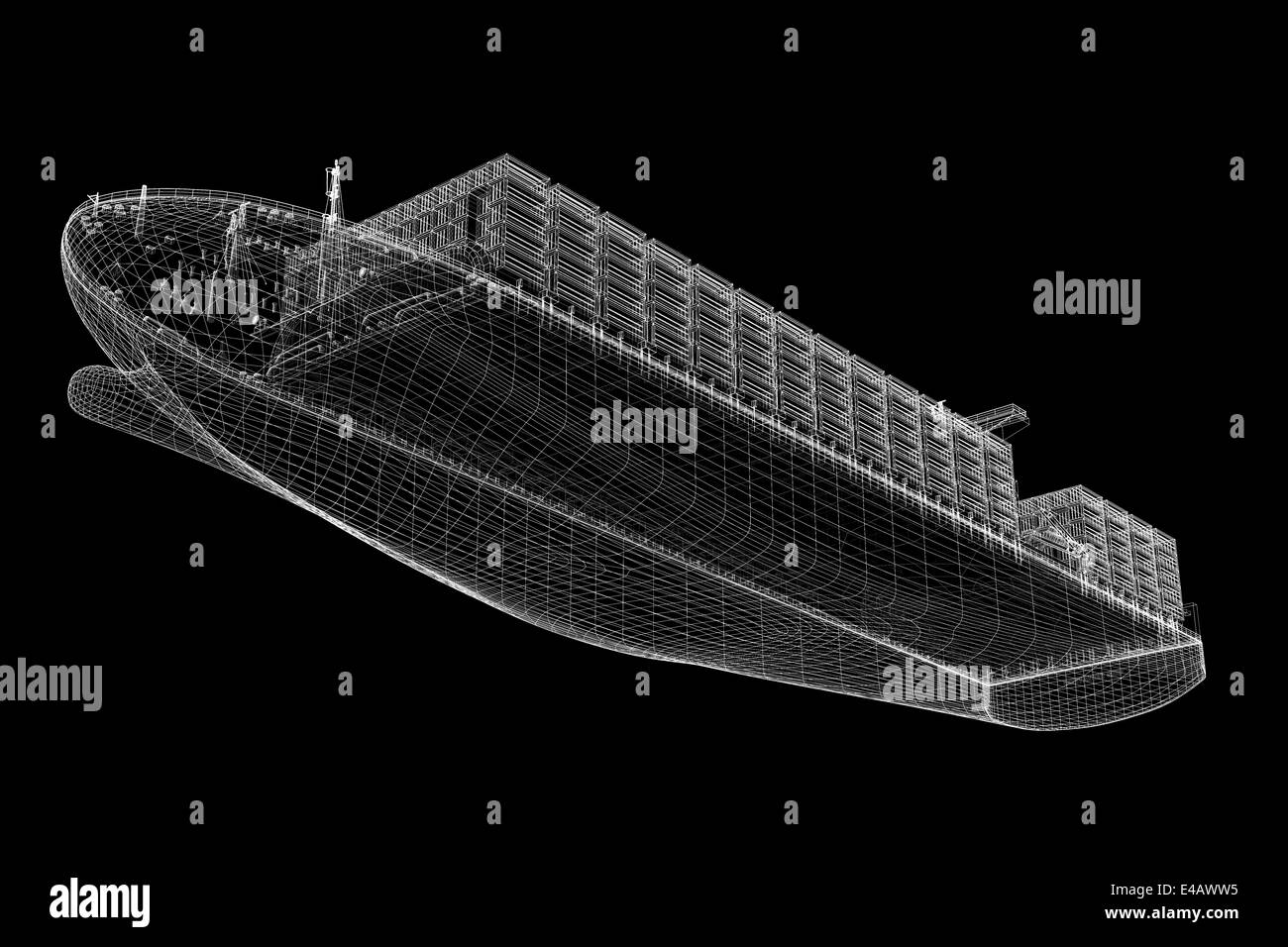 Navire Cargo modèle 3D de la structure du corps, modèle de fil Banque D'Images