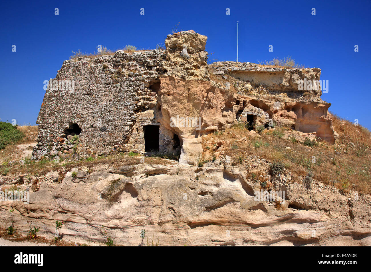 Ruines du petit château à Kefalos village, île de Kos, Dodécanèse, Mer Égée, Grèce Banque D'Images