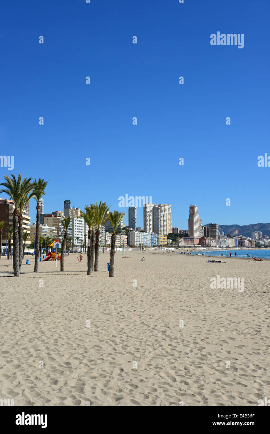 Playa de Poniente, Benidorm, Costa Blanca, Alicante Province, Royaume d'Espagne Banque D'Images