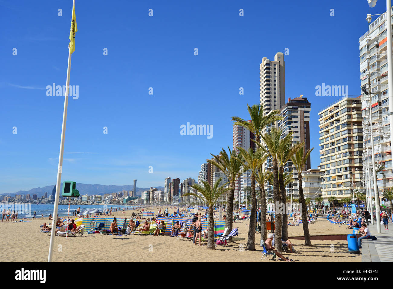 Playa de Levante, Benidorm, Costa Blanca, Alicante Province, Royaume d'Espagne Banque D'Images