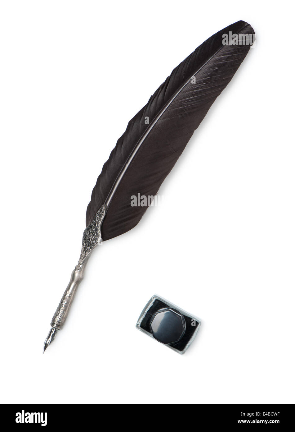 Feather quill et inkwell Banque D'Images