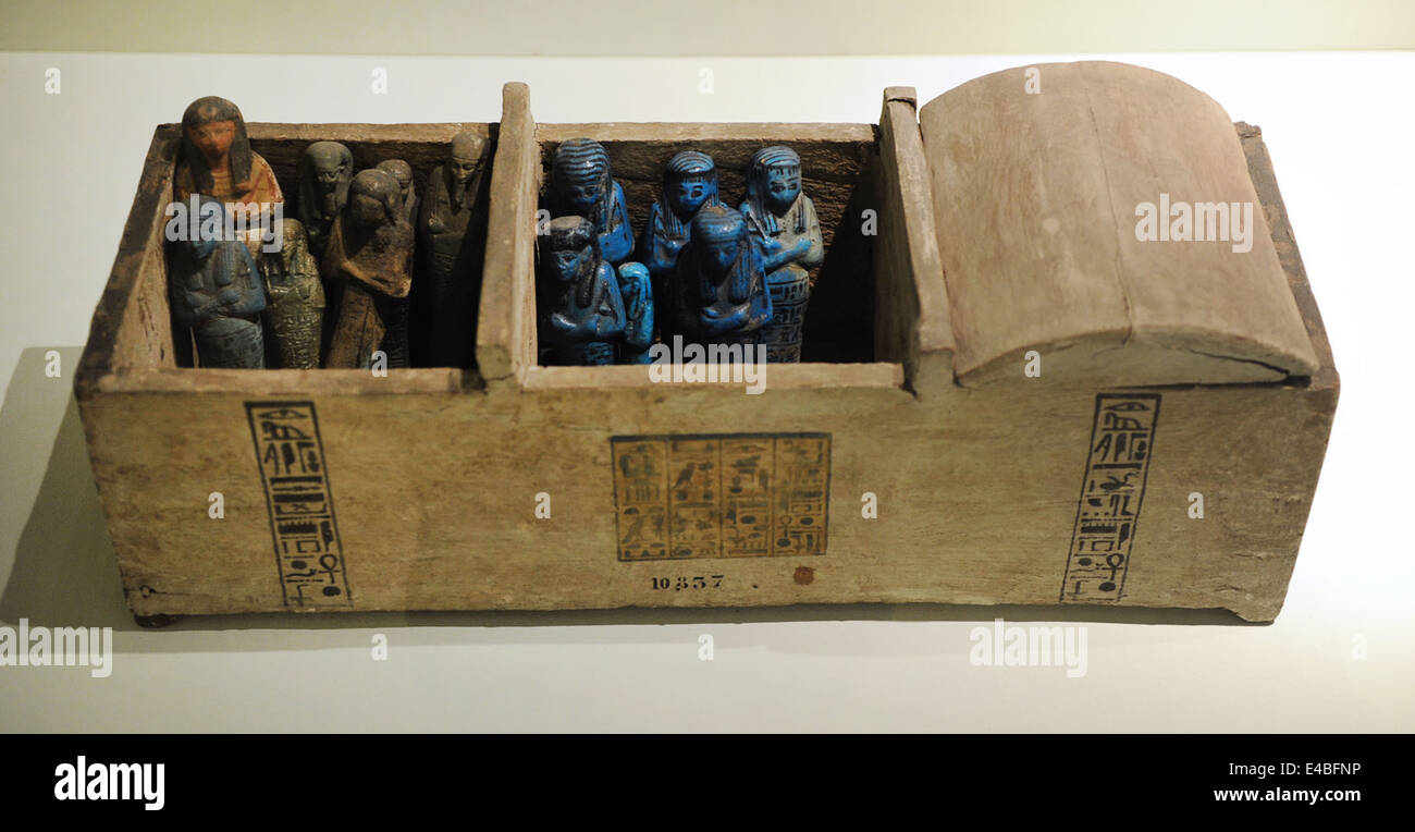 L'Égypte. Coffre en bois pour ushabties. Musée archéologique. Istanbul. La Turquie. Banque D'Images