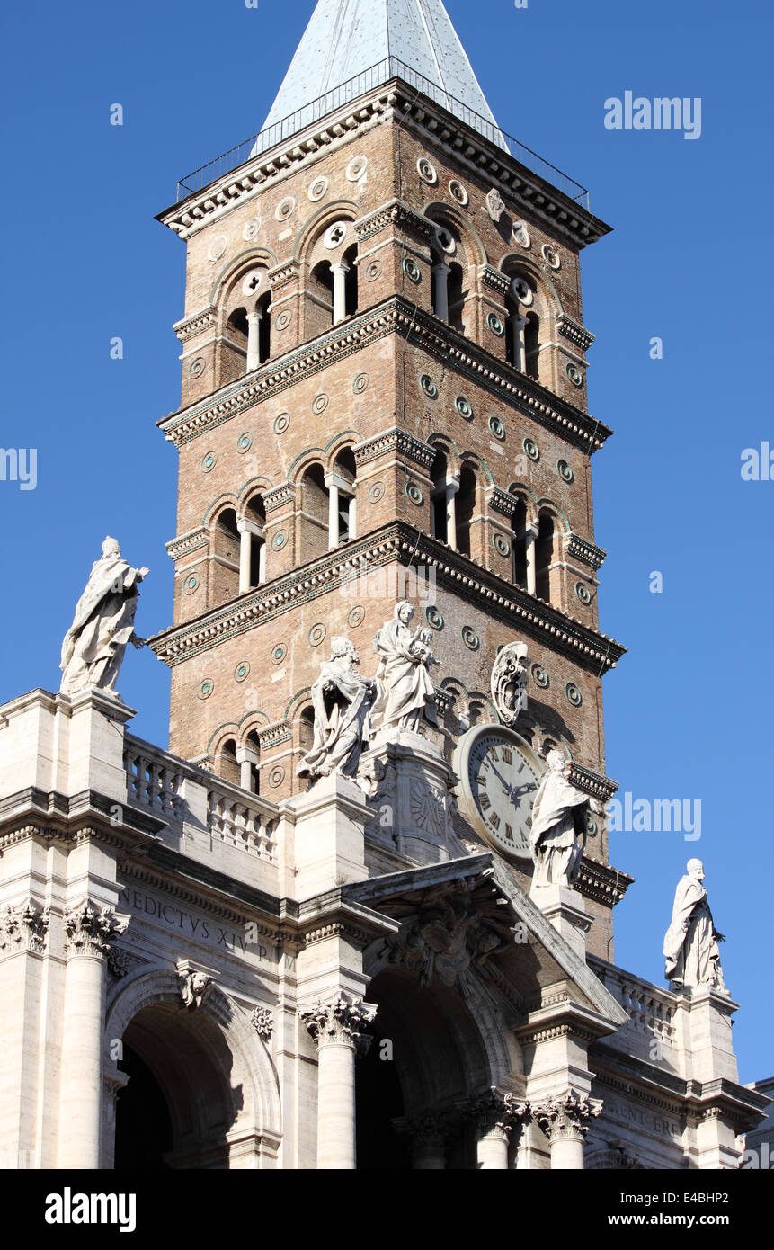 Beffroi de la Basilique Sainte Marie Majeure à Rome, Italie Banque D'Images