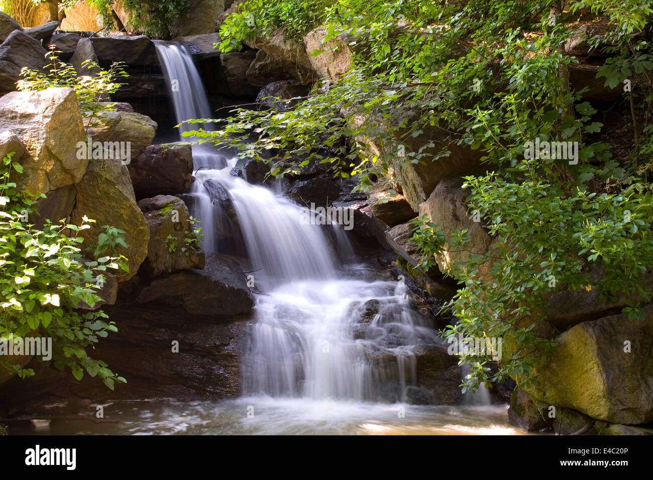 Photo de cascade au Bois du Nord de Central Park, à New York. Banque D'Images