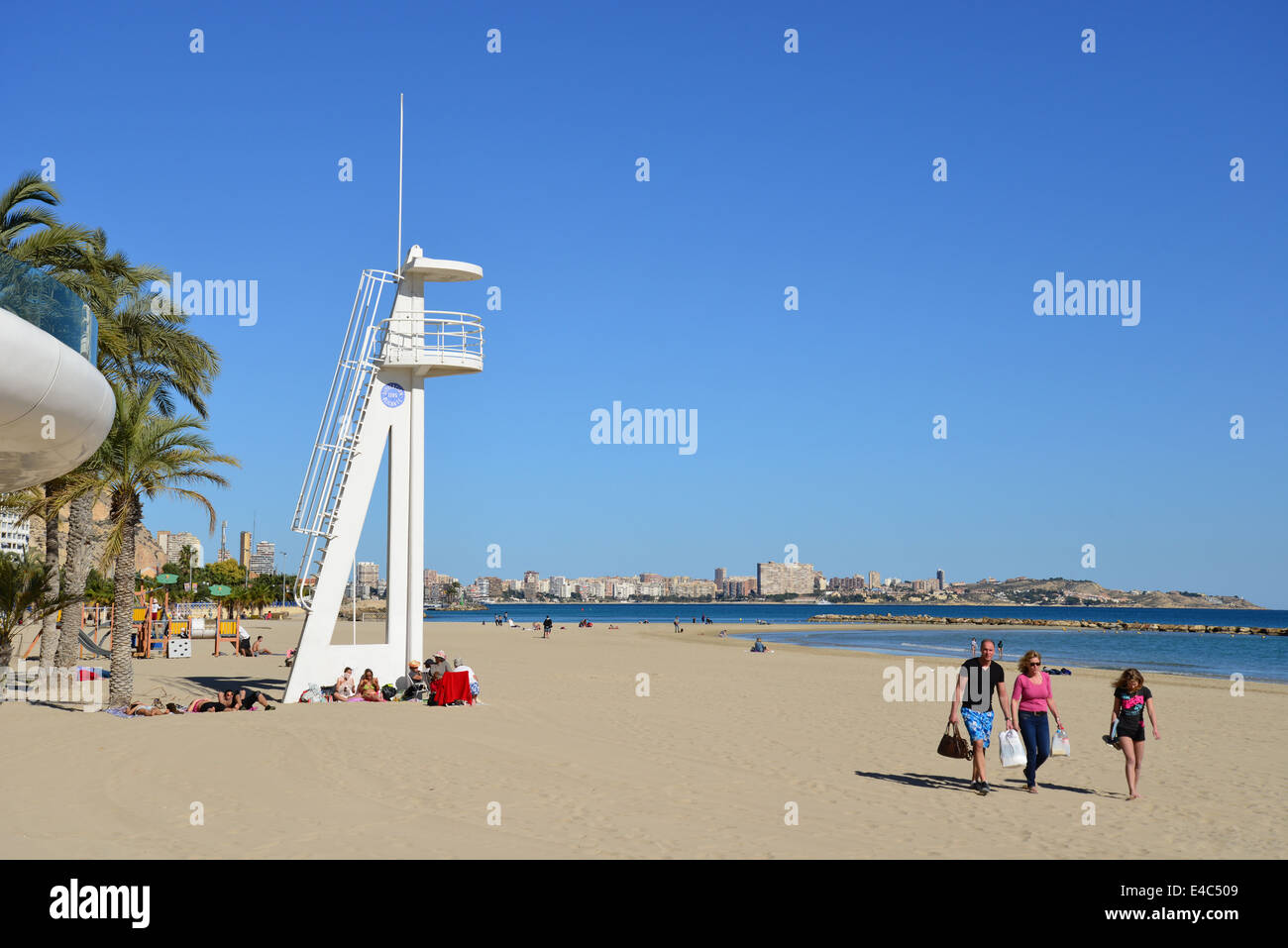 Playa del Postiguet, Alicante, Costa Blanca, Alicante Province, Royaume d'Espagne Banque D'Images