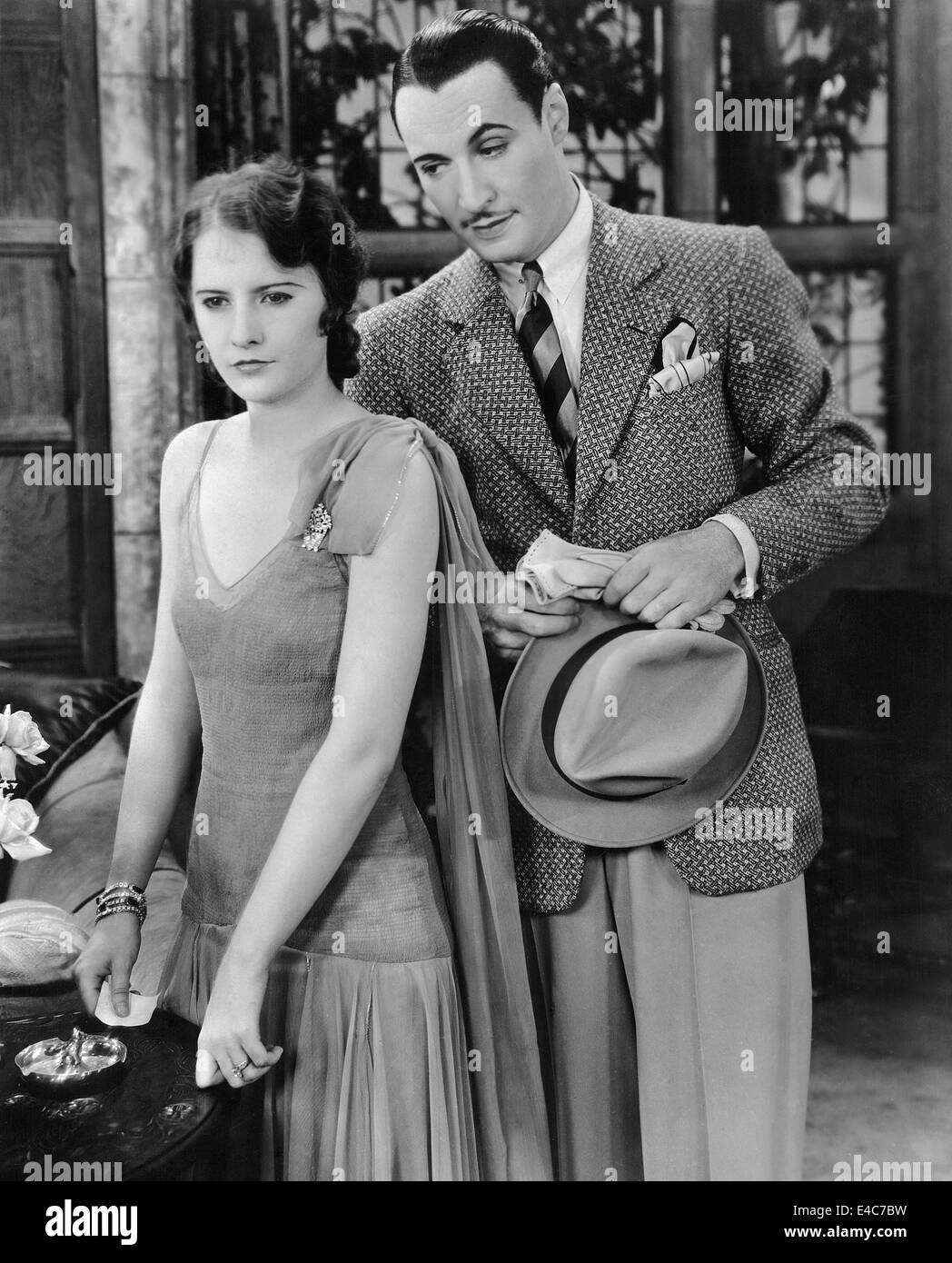 Barbara Stanwyck, Rod La Rocque, sur-ensemble du film, 'La Porte verrouillée', 1929 Banque D'Images