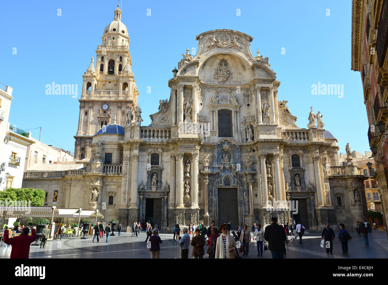 Façade baroque de la cathédrale de Murcie, Plaza Belluga Cardinal, Murcie, Région de Murcie, Royaume d'Espagne Banque D'Images