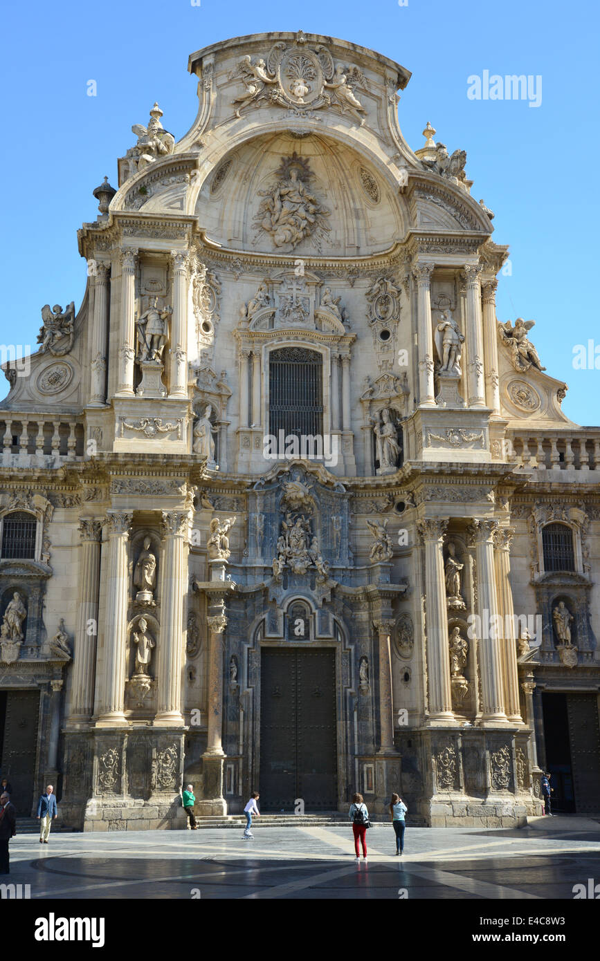 La cathédrale baroque de visage de Murcie, Plaza Belluga Cardinal, Murcia, la région de Murcie, Royaume d'Espagne Banque D'Images