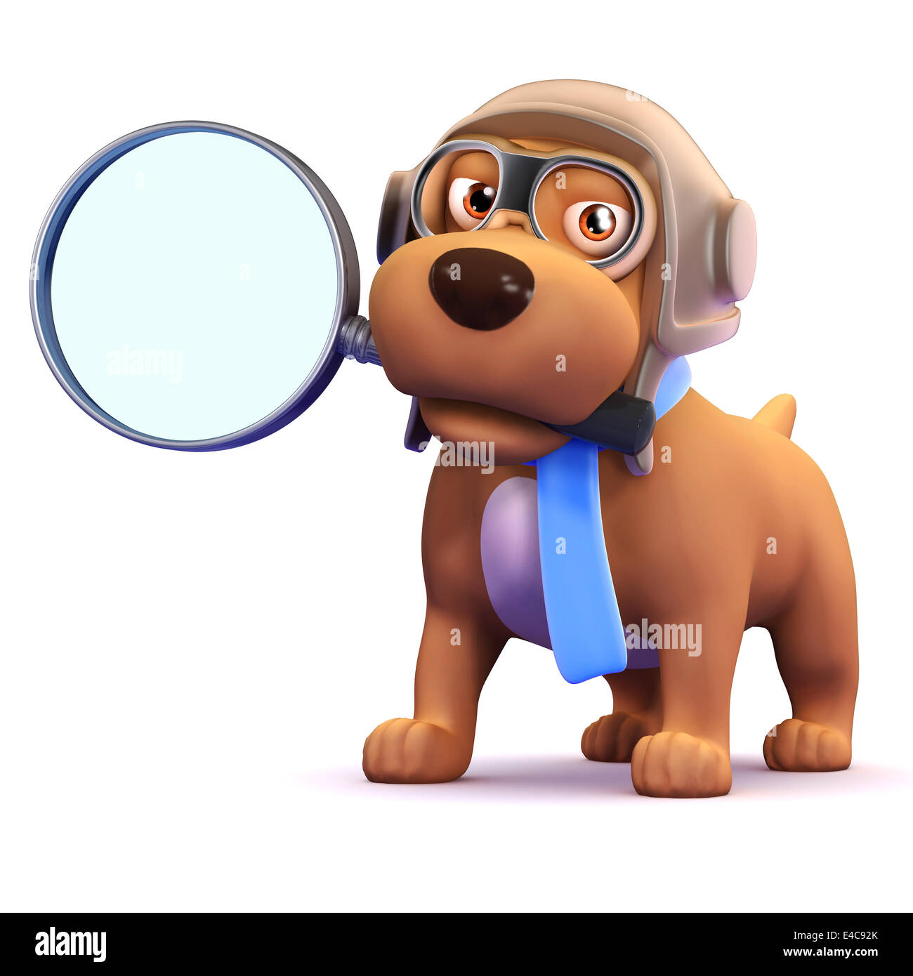 3D render of a dog en battant avec lunettes loupe Photo Stock - Alamy