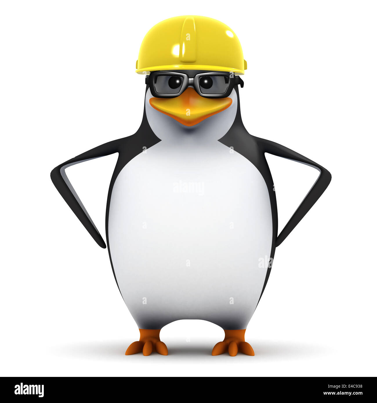 Le rendu 3D d'un pingouin dans les verres portent un casque Banque D'Images