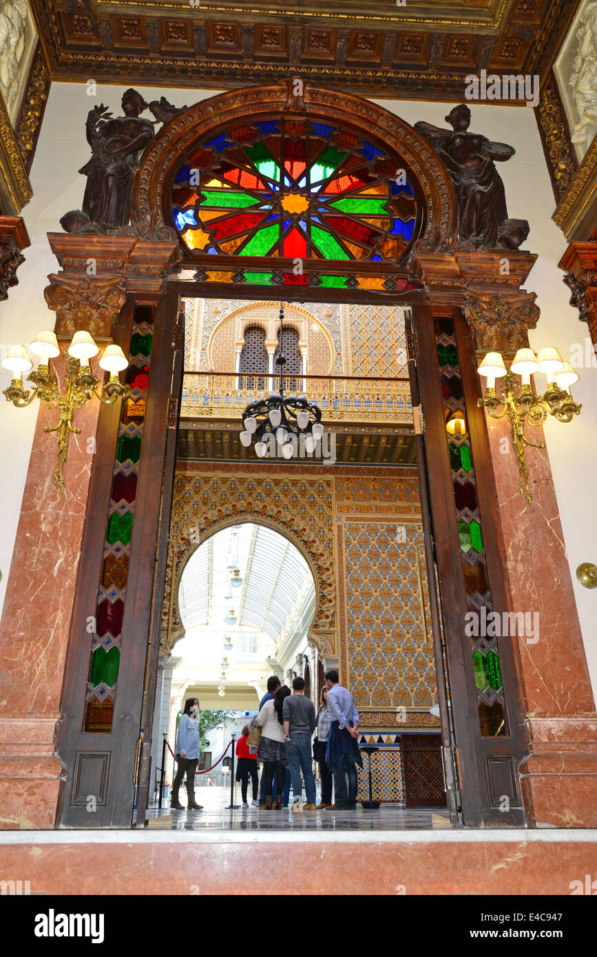 Entrée à l'intérieur du Vrai Casino de Murcie, la Calle de la Trapería, Murcie, Région de Murcie, Royaume d'Espagne Banque D'Images